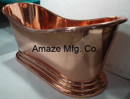 Copper Stylish Plinth Copper Double Slipper Bath