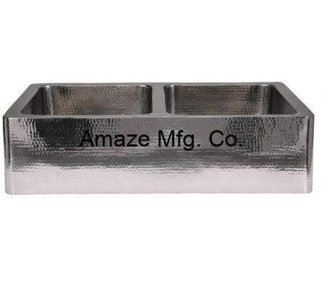 Stainless Steel Double Bowl Hammered Kitchen Farmhouse Sink