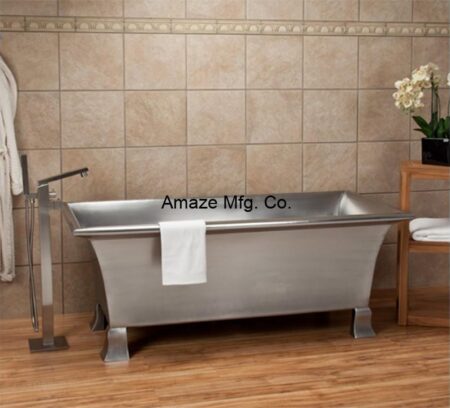 Stainless Steel Rectangular Bathtub With Clawfeet 