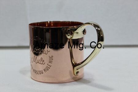 Copper Beer Mug With Decor Brass Handle