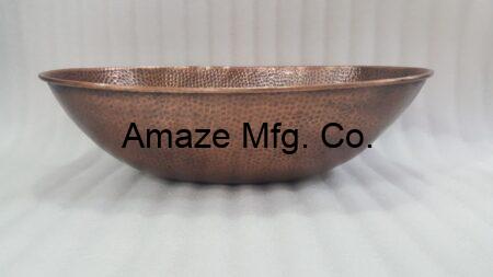 Copper Oval Hammered Wash Basin