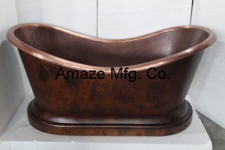 Copper Double Slipper Bathtub With Deco Plinth