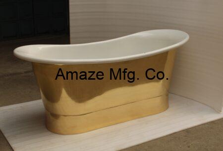 BRASS & WHITE ENAMEL FREESTANDING BATH