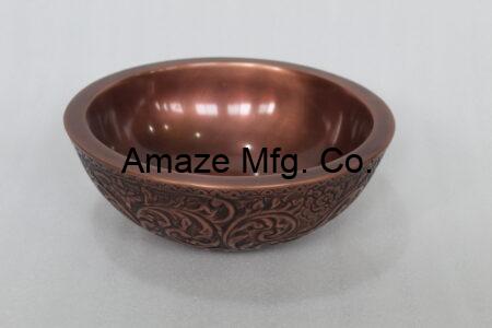 Copper Deco Floral Embossed Wash Basin