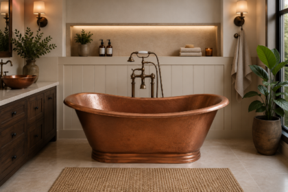 Amaze Hammered Copper Boat Bathtub