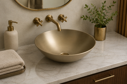 Satin Brass Counter Washbasin