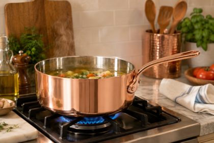 Polished Copper Saucepan with Long Handle – Tin Lined Inside