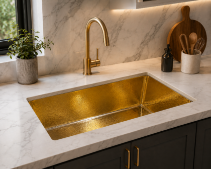 Golden Forge Hammered Brass Undermount Kitchen Sink