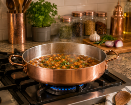 Polished Copper Sauté Pan with Tin-Lined Interior