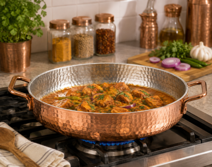 Hand Hammered Copper Sauté Pan with Tin-Lined Interior