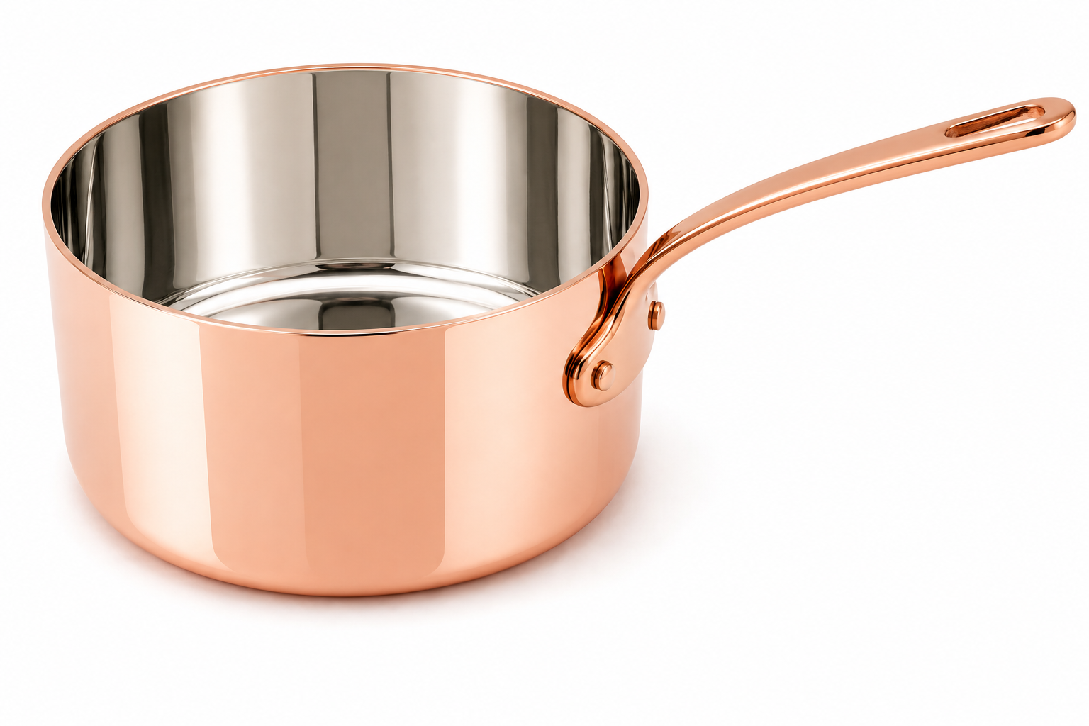Polished Copper Saucepan with Long Handle – Tin Lined Inside - Image 7
