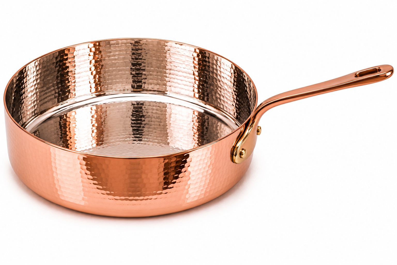 Hand Hammered Copper Sauté Pan with Long Handle - Image 2