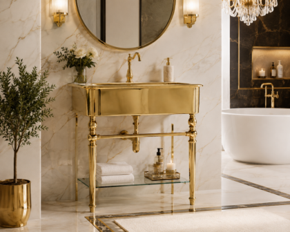 Royal Aurelia Polished Brass Console Bathroom Sink