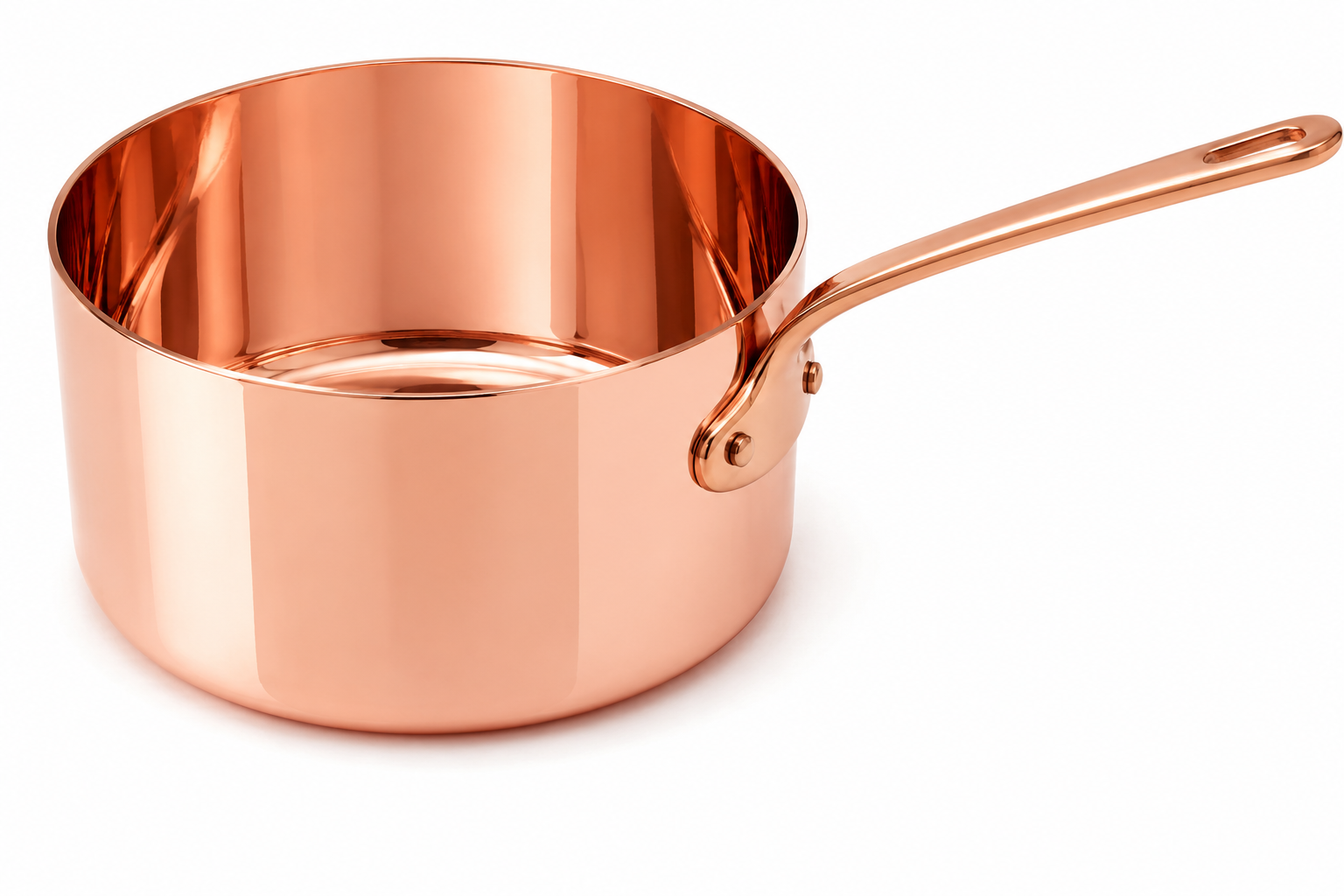 Polished Copper Saucepan with Long Handle – Tin Lined Inside - Image 2