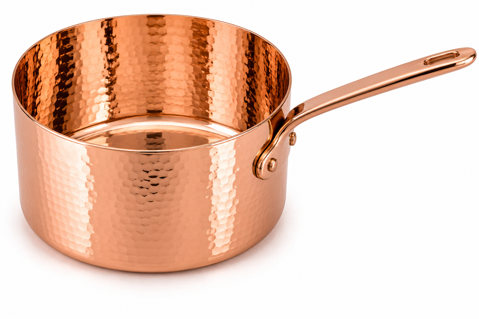 Polished Copper Saucepan with Long Handle – Tin Lined Inside - Image 3