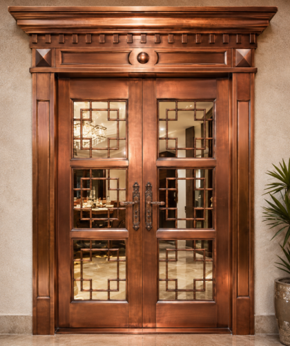 Copper Geometric Heritage Double Entrance Door