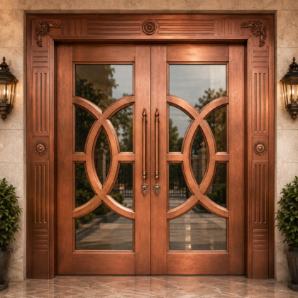 Copper Élan Grand Glass Double Entry Door