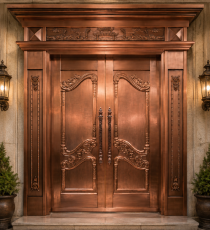 Regal Copper Scrollwork Double Entry Door