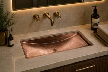Copper Undermount Bathroom Sink – Hand-Hammered Finish